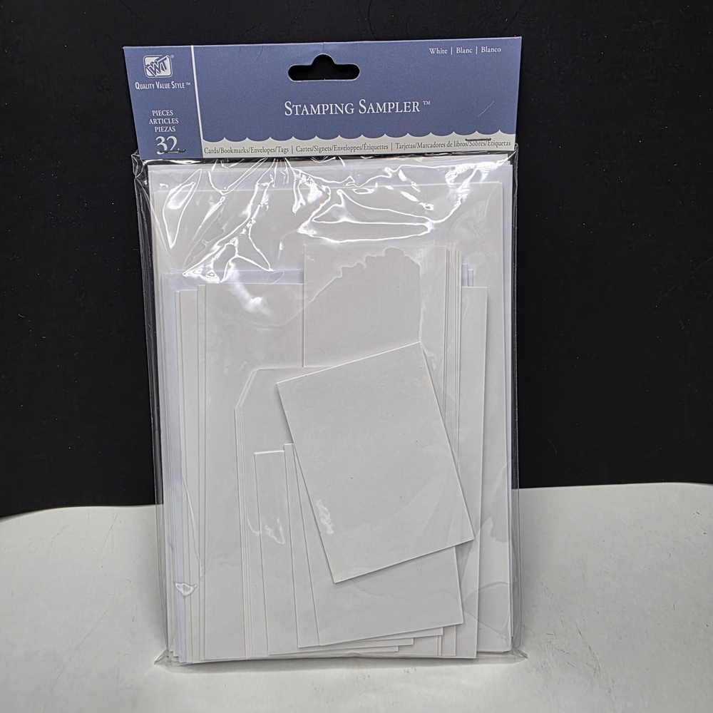 Westrim Crafts Stamping Sampler Card Bookmark Envelope Tag 32pc White 2008 NEW